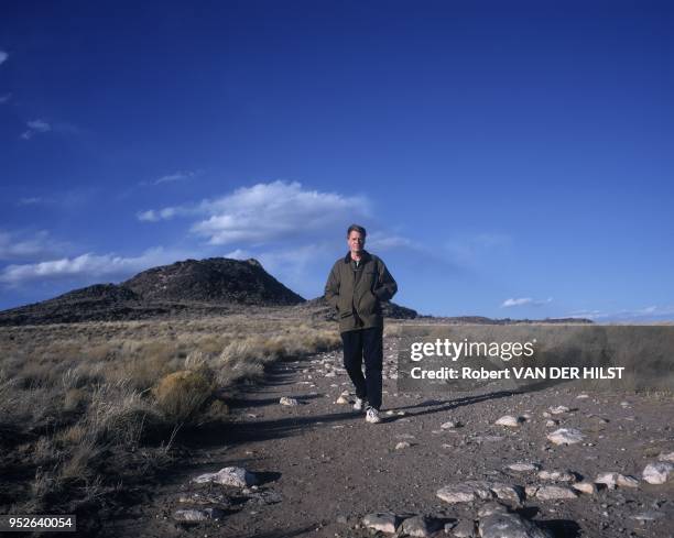 French writer Jean-Marie Gustave le Clezio in Albuquerque's desert, New-Mexico.