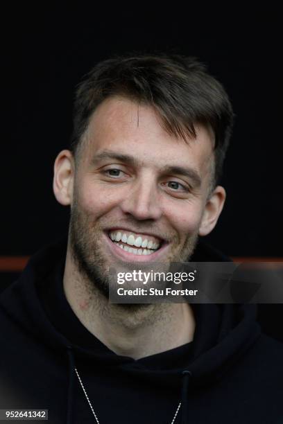 Ex Swansea player Michu looks on before the Premier League match between Swansea City and Chelsea at Liberty Stadium on April 28, 2018 in Swansea,...