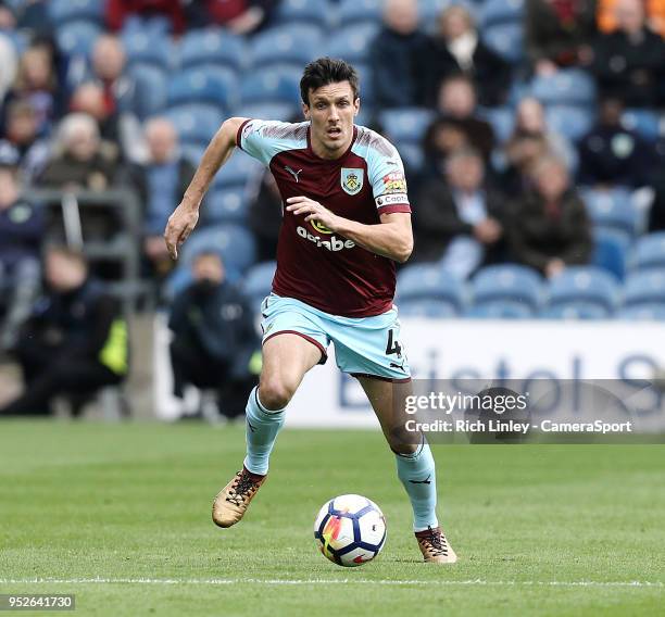 Burnley's Jack Cork during the Premier League match between Burnley and Brighton and Hove Albion at Turf Moor on April 28, 2018 in Burnley, England.