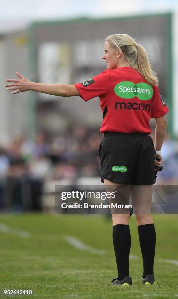 Galway , Ireland - 28 April 2018; Assistant referee Joy Neville during the Guinness PRO14 Round 21 match between Connacht and Leinster at the...