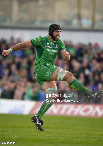 Galway , Ireland - 28 April 2018; John Muldoon of Connacht kicks a conversion during the Guinness PRO14 Round 21 match between Connacht and Leinster...