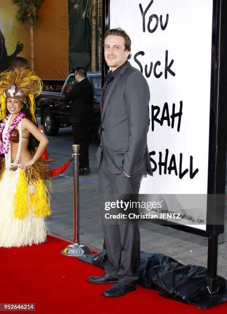 Jason Segel arrives to the World Premiere of "Forgetting Sarah Marshall" held at the Grauman's Chinese Theater in Hollywood, California, United...