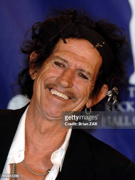 Keith Richards in the press room at the 22nd annual Rock And Roll Hall of Fame Induction Ceremony held at the Waldorf Astoria Hotel, New York City...