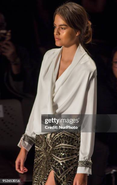 Model on the catwalk on the last day of Bogotá Fashion Week 2018