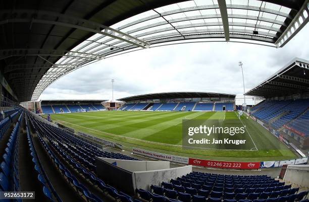 General stadium view during the FA Women's Premier League Cup Final between Blackburn Rovers Ladies and Leicester City at Proact Stadium on April 29,...