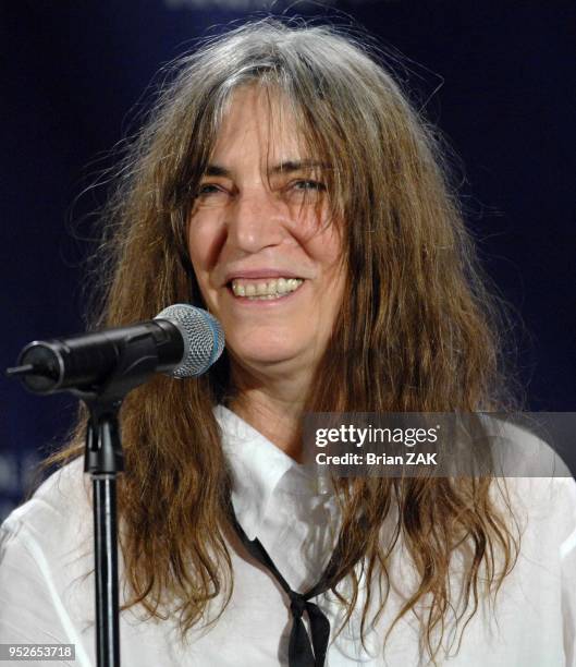 Patti Smith in the press room at the 22nd annual Rock And Roll Hall of Fame Induction Ceremony held at the Waldorf Astoria Hotel, New York City BRIAN...