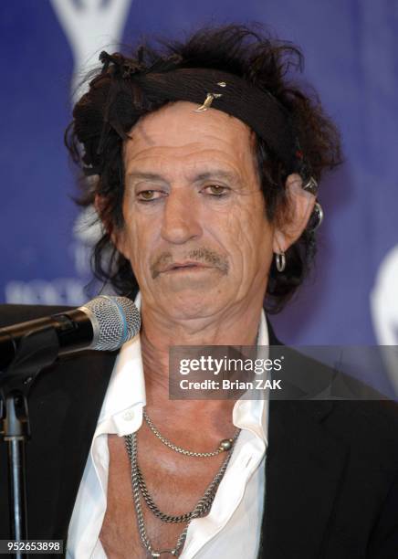 Keith Richards in the press room at the 22nd annual Rock And Roll Hall of Fame Induction Ceremony held at the Waldorf Astoria Hotel, New York City...