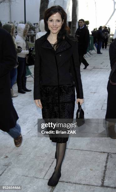 Mary-Louise Parker exits the J Mendel Fall 2007 fashion show during Mercedes-Benz Fashion Week in Bryant Park, New York City BRIAN ZAK.