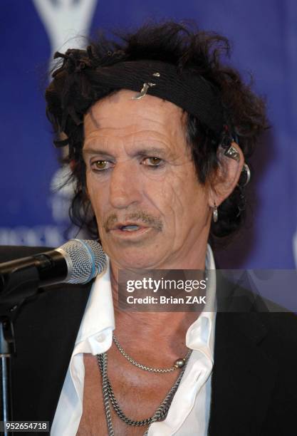 Keith Richards in the press room at the 22nd annual Rock And Roll Hall of Fame Induction Ceremony held at the Waldorf Astoria Hotel, New York City...