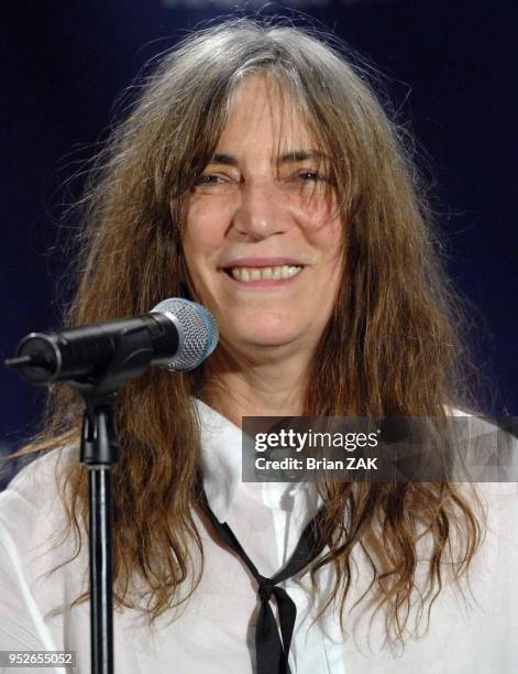 Patti Smith in the press room at the 22nd annual Rock And Roll Hall of Fame Induction Ceremony held at the Waldorf Astoria Hotel, New York City BRIAN...
