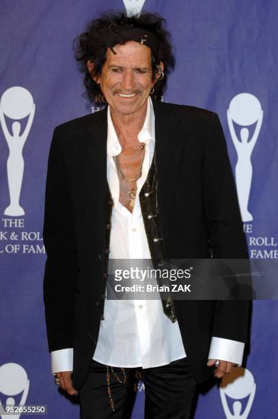 Keith Richards in the press room at the 22nd annual Rock And Roll Hall of Fame Induction Ceremony held at the Waldorf Astoria Hotel, New York City...