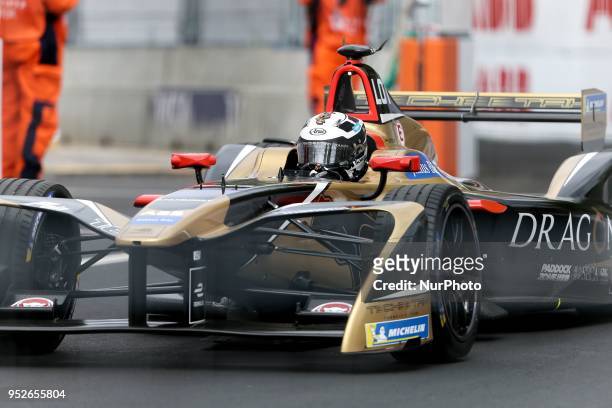 Germany's André Lotterer of the Formula E team Techeetah competes during the French stage of the Formula E championship around The Invalides Monument...