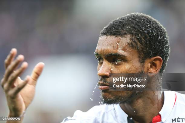 Santos Da Silva Barbosa Marlon; Nice during the French L1 football match between Strasbourg and Nice on April 28, 2018 at the Meinau stadium in...