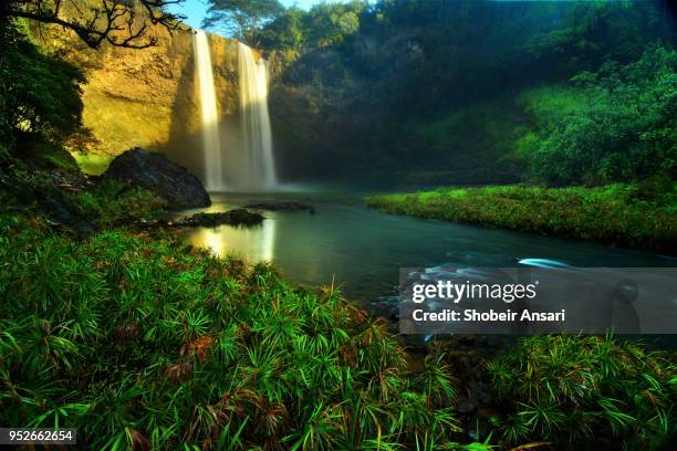 the base of wailua waterfall, kauai, hawaii - kauai stock pictures, royalty-free photos & images