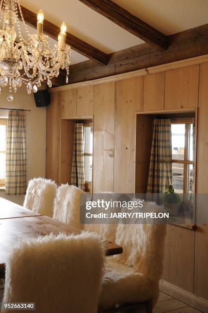 Hohe Mut mountain restaurant on the skiing area, Obergurgl, Otztal valley, Tirol region, Austria.