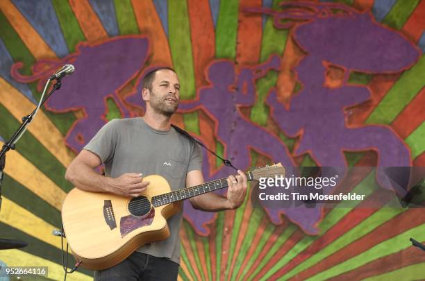 Jack Johnson performs during the 2018 New Orleans Jazz & Heritage Festival at Fair Grounds Race Course on April 28, 2018 in New Orleans, Louisiana.