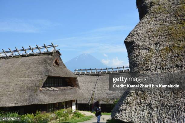 mt fuji and traditional houses - kamal zharif stockfoto's en -beelden