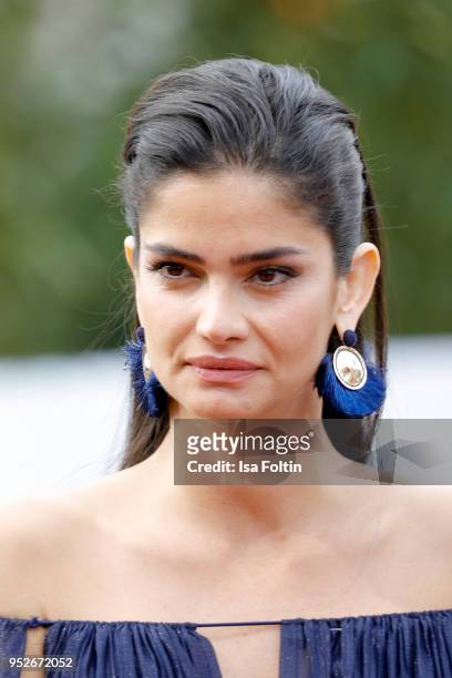 Model Shermine Shahrivar attends the Lola - German Film Award red carpet at Messe Berlin on April 27, 2018 in Berlin, Germany.