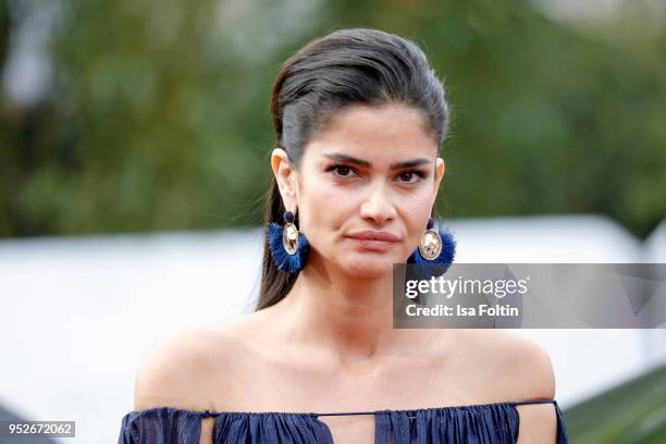 Model Shermine Shahrivar attends the Lola - German Film Award red carpet at Messe Berlin on April 27, 2018 in Berlin, Germany.
