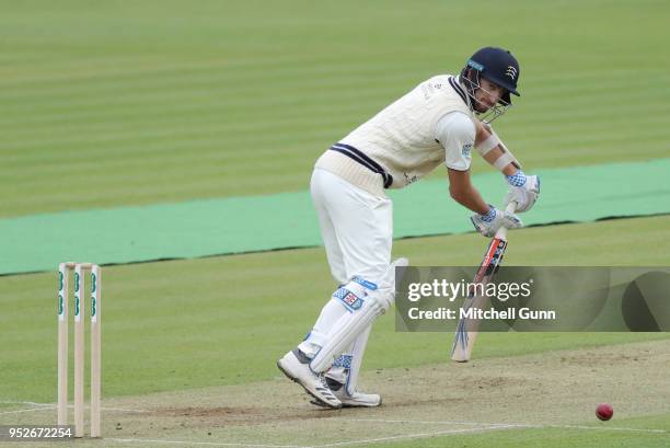 Stevie Eskinazi of Middlesex plays a shot during day three of the Specsavers County Championship Division Two match between Middlesex and Glamorgan...