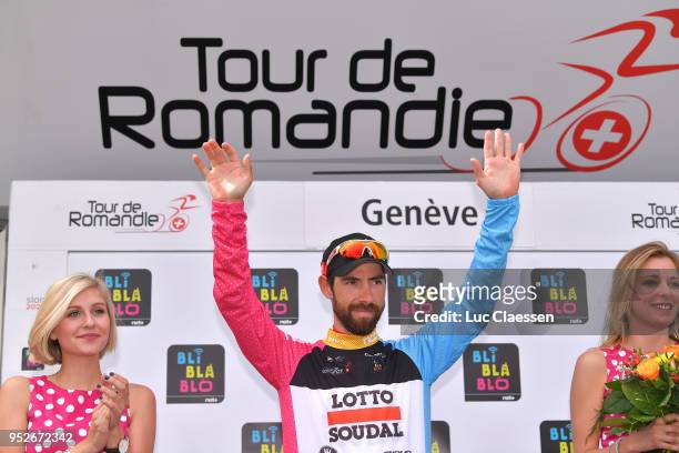 Podium / Thomas De Gendt of Belgium and Team Lotto Soudal Black Mountain Jersey / Celebration / during the 72nd Tour de Romandie 2018, Stage 5 a...