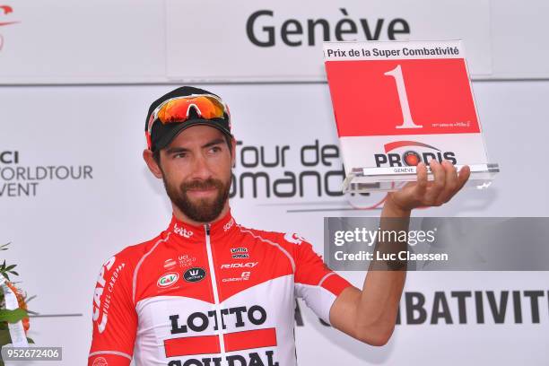 Thomas De Gendt of Belgium and Team Lotto Soudal Overall Most Combative Rider Celebration / during the 72nd Tour de Romandie 2018, Stage 5 a 181,8km...