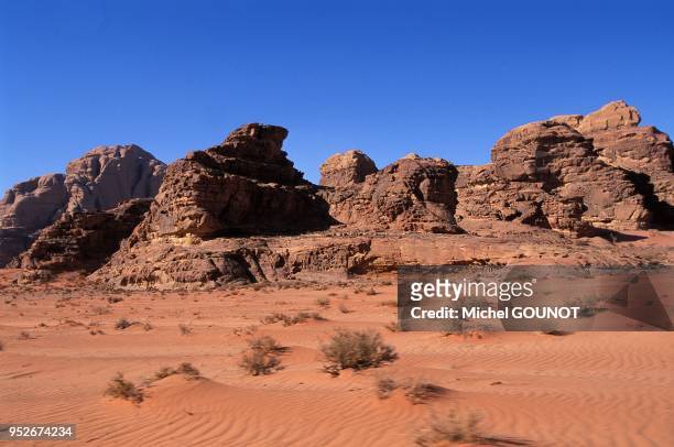 Desert du Wadi Rum en Jordanie dans la region d'Aqaba.