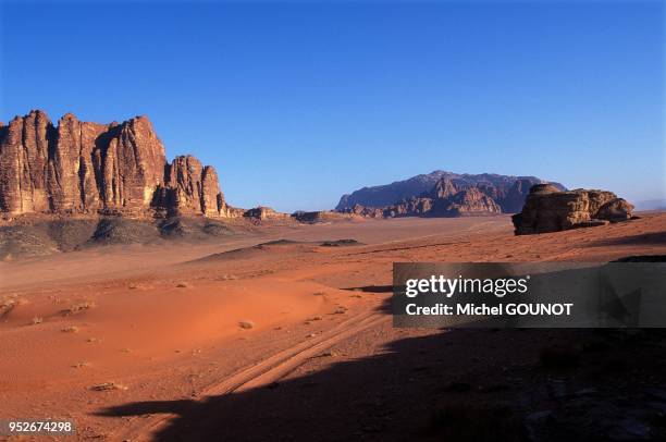 Desert du Wadi Rum en Jordanie dans la region d'Aqaba.