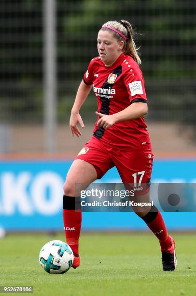 Louise Ringsing of Leverkusen runs with the ball during the Second Frauen-Bundesliga Suedstaffel match between Bayer Leverkusen and SC Freiburg II at...