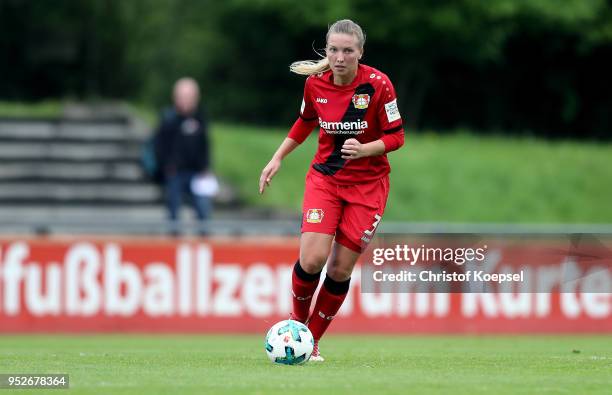 Melissa Friedrich of Leverkusen runs with the ball during the Second Frauen-Bundesliga Suedstaffel match between Bayer Leverkusen and SC Freiburg II...