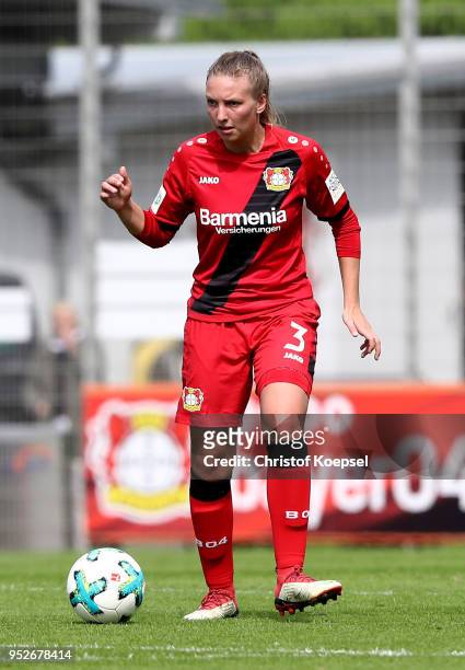 Melissa Friedrich of Leverkusen runs with the ball during the Second Frauen-Bundesliga Suedstaffel match between Bayer Leverkusen and SC Freiburg II...