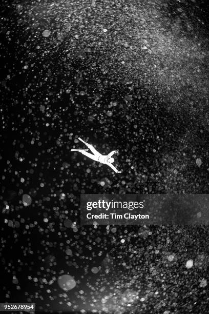 Zhongqing Liu of China in action during the Freestyle Skiing - Men's Aerials Qualification at Phoenix Snow Park on February17, 2018 in PyeongChang,...