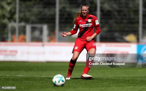 Melissa Friedrich of Leverkusen runs with the ball during the Second Frauen-Bundesliga Suedstaffel match between Bayer Leverkusen and SC Freiburg II...