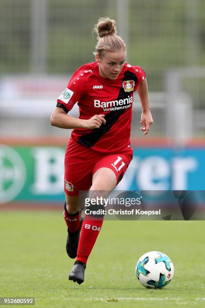 Lena Uebach of Leverkusen runs with the ball during the Second Frauen-Bundesliga Suedstaffel match between Bayer Leverkusen and SC Freiburg II at...