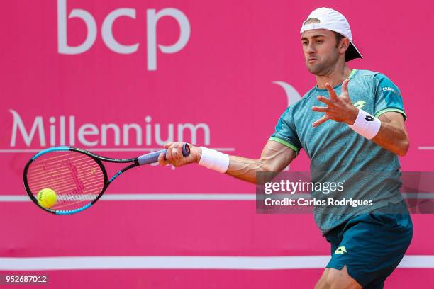 Tim Smyczek from United States of America in action during the match between Tim Smyczek and Francisco Cabral for Millennium Estoril Open 2018 -...