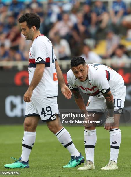 Gianluca Lapadula of Genoa CFC reacts to a missed chance during the serie A match between Atalanta BC and Genoa CFC at Stadio Atleti Azzurri d'Italia...