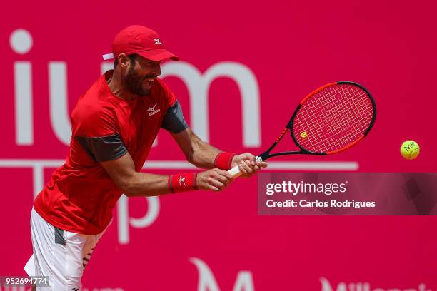 Stephane Robert from France in action during the match between Joao Monteiro and Stephane Robert from France for Millennium Estoril Open 2018 -...