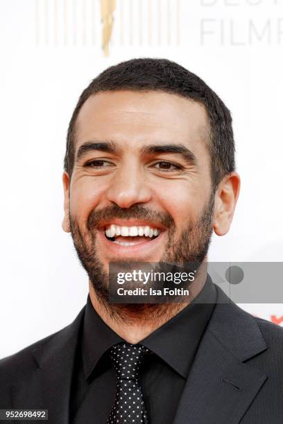 German actor Elyas MBarek attends the Lola - German Film Award red carpet at Messe Berlin on April 27, 2018 in Berlin, Germany.