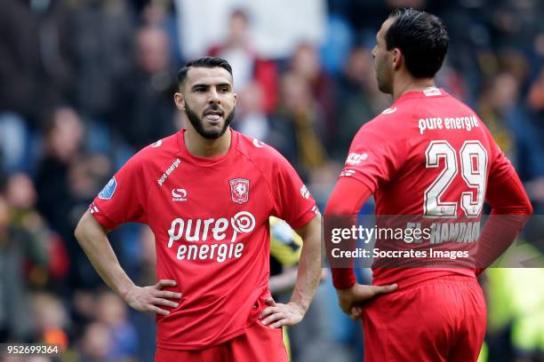 Adam Maher of FC Twente, Mounir El Hamdaoui of FC Twente during the Dutch Eredivisie match between Vitesse v Fc Twente at the GelreDome on April 29,...