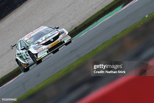 Josh Cook of Power Maxed Racing drives a Vauxhall Astra during the Dunlop MSA British Touring Car Championship at Donington Park on April 29, 2018 in...