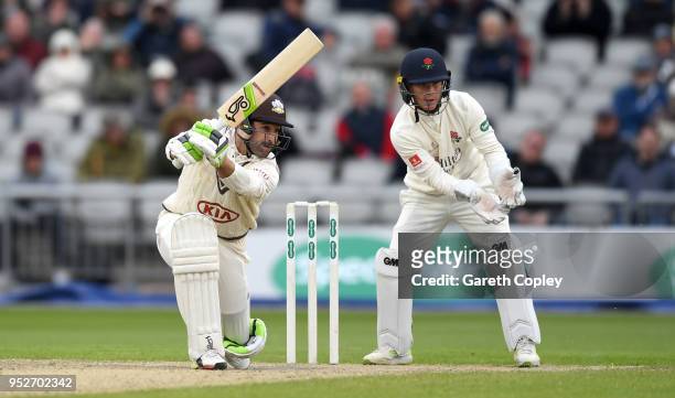 Dean Elgar of Surrey bats during the Specsavers County Championship Division One match between Lancashire and Surrey at Old Trafford at Old Trafford...