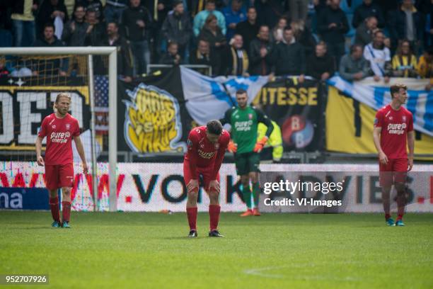 Jeroen van der Lely of FC Twente, Danny Holla of FC Twente, goalkeeper Joel Drommel of FC Twente, Peet Bijen of FC Twente during the Dutch Eredivisie...