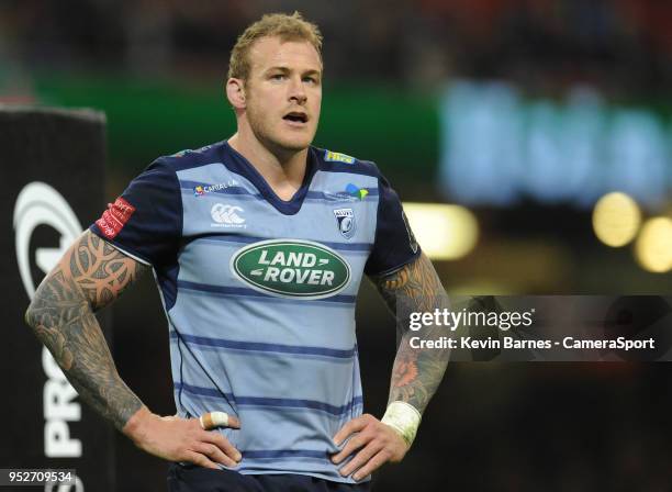 Cardiff Blues' Damian Welch during the Guinness PRO14 Round 21 Judgement Day VI match between Dragons and Scarlets at Principality Stadium on April...