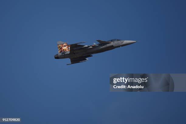 Gripen jet fighter performs during the last day of 'Eurasia Airshow' in Antalya, Turkey on April 29, 2018. Turkey's first aviation fair 'Eurasia...