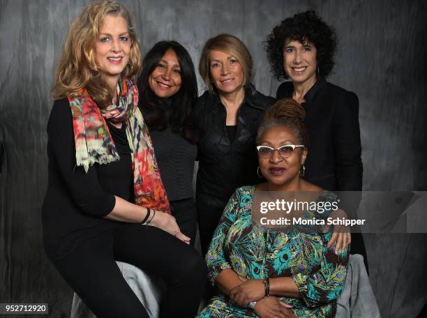 Kimberly Reed, Haifaa al-Mansour, Marie Brenner, Jennifer Fox and Lisa Cortes pose for a portrait at "Time's Up" during the 2018 Tribeca Film...