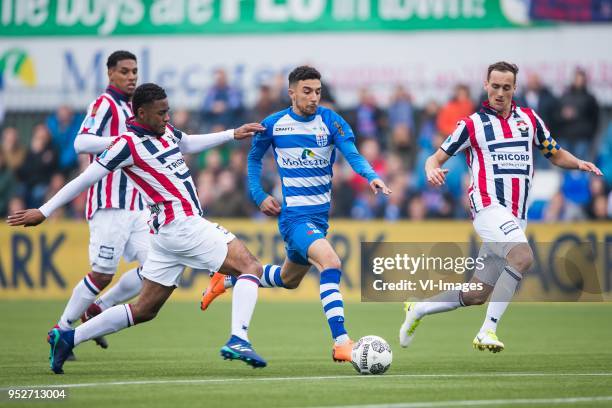 Darryl Lachman of Willem II, Giliano Wijnaldum of Willem II, Younes Namli of PEC Zwolle, Freek Heerkens of Willem II during the Dutch Eredivisie...