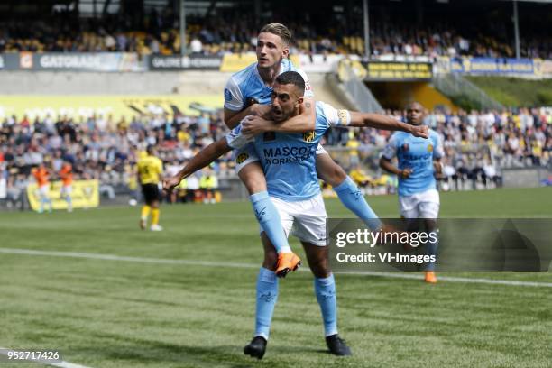 , Donis Avdijaj of Roda JC, Adil Auassar of Roda JC during the Dutch Eredivisie match between VVV Venlo and Roda JC at Seacon stadium De Koel on...