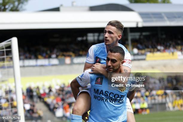 , Donis Avdijaj of Roda JC, Adil Auassar of Roda JC during the Dutch Eredivisie match between VVV Venlo and Roda JC at Seacon stadium De Koel on...