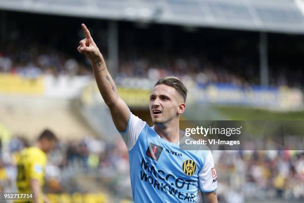 Donis Avdijaj of Roda JC during the Dutch Eredivisie match between VVV Venlo and Roda JC at Seacon stadium De Koel on April 29, 2018 in Venlo, The...