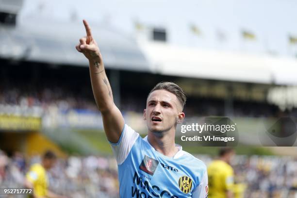 Donis Avdijaj of Roda JC during the Dutch Eredivisie match between VVV Venlo and Roda JC at Seacon stadium De Koel on April 29, 2018 in Venlo, The...